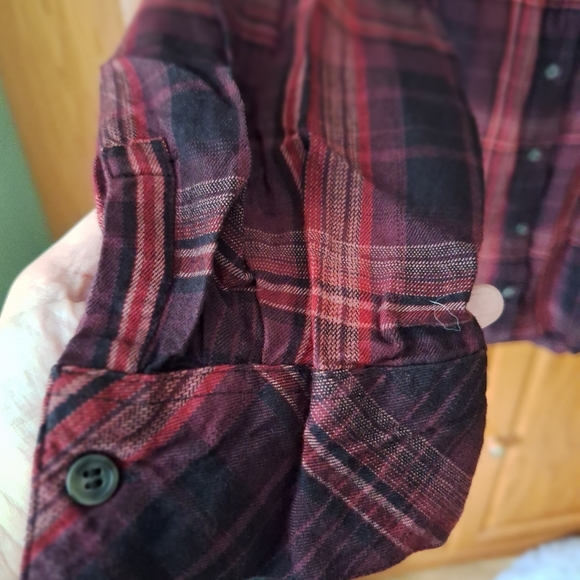 Lane Bryant Plaid Red Black Lace Loose Fit Button Down Long Sleeve Size … - Picture 2 of 5